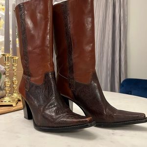 Mid-shin leather boots